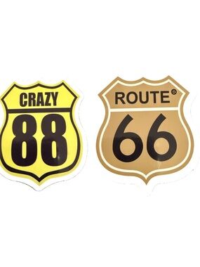 Route 66 & Crazy 88 Highway Shield Logo Sticker Lot Travel Road Decals